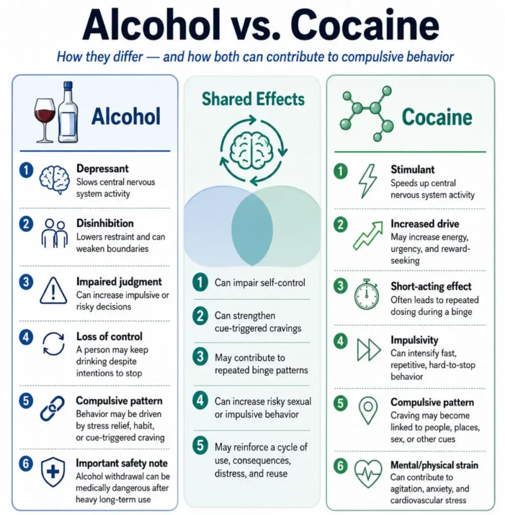 cocaine vs alcohol